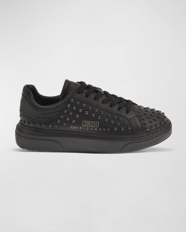 John Richmond Men's Allover Tonal Studded Low-Top Sneakers - Size: 45 EU (12D US) - BLACK Product Image