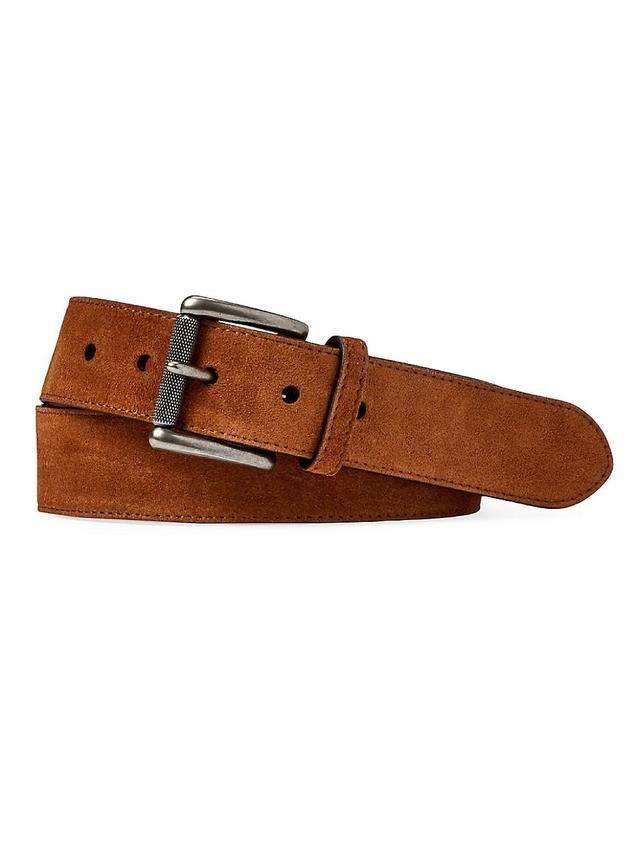 Mens Suede Roller-Buckle Logo Belt Product Image