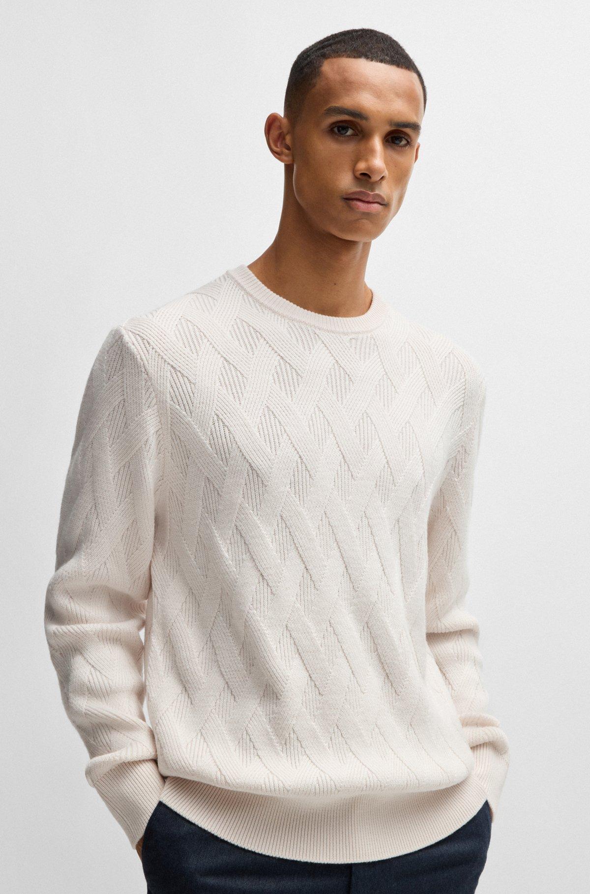 Wool regular-fit sweater with knitted structure Product Image