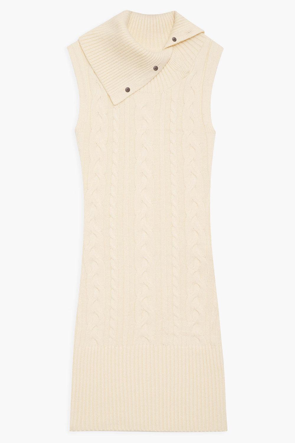 Storm Cable Cloud Knit Mini Dress - French Vanilla Product Image