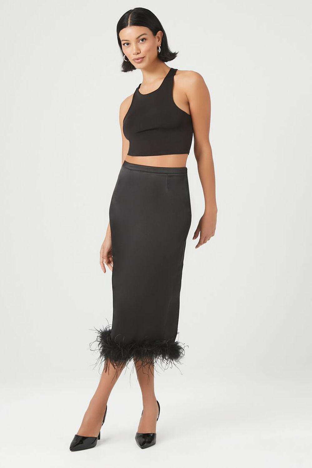 Feather-Trim Maxi Skirt | Forever 21 product image