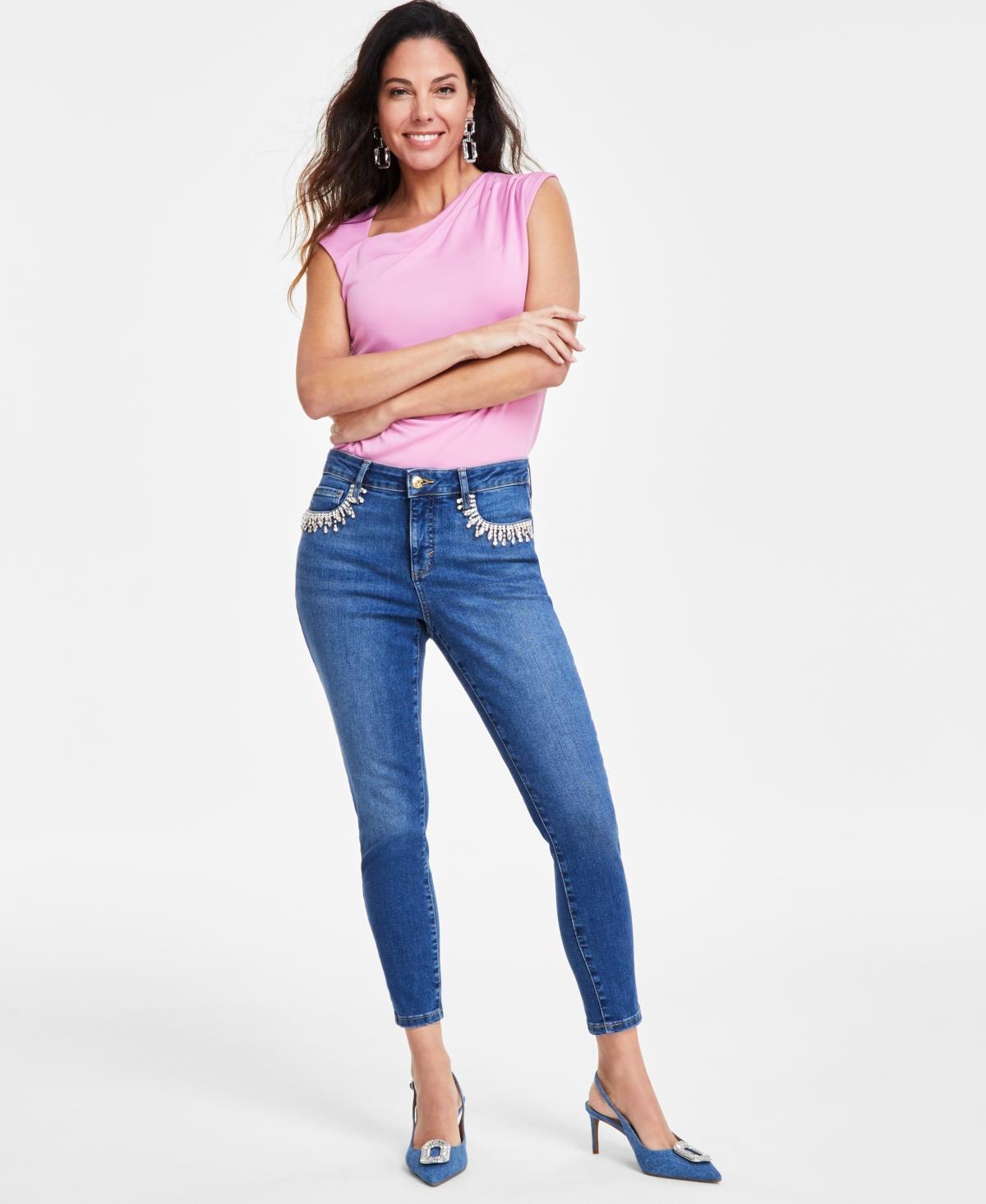 Women's Mid-Rise Embellished Skinny Jeans, Created for Macy's Product Image