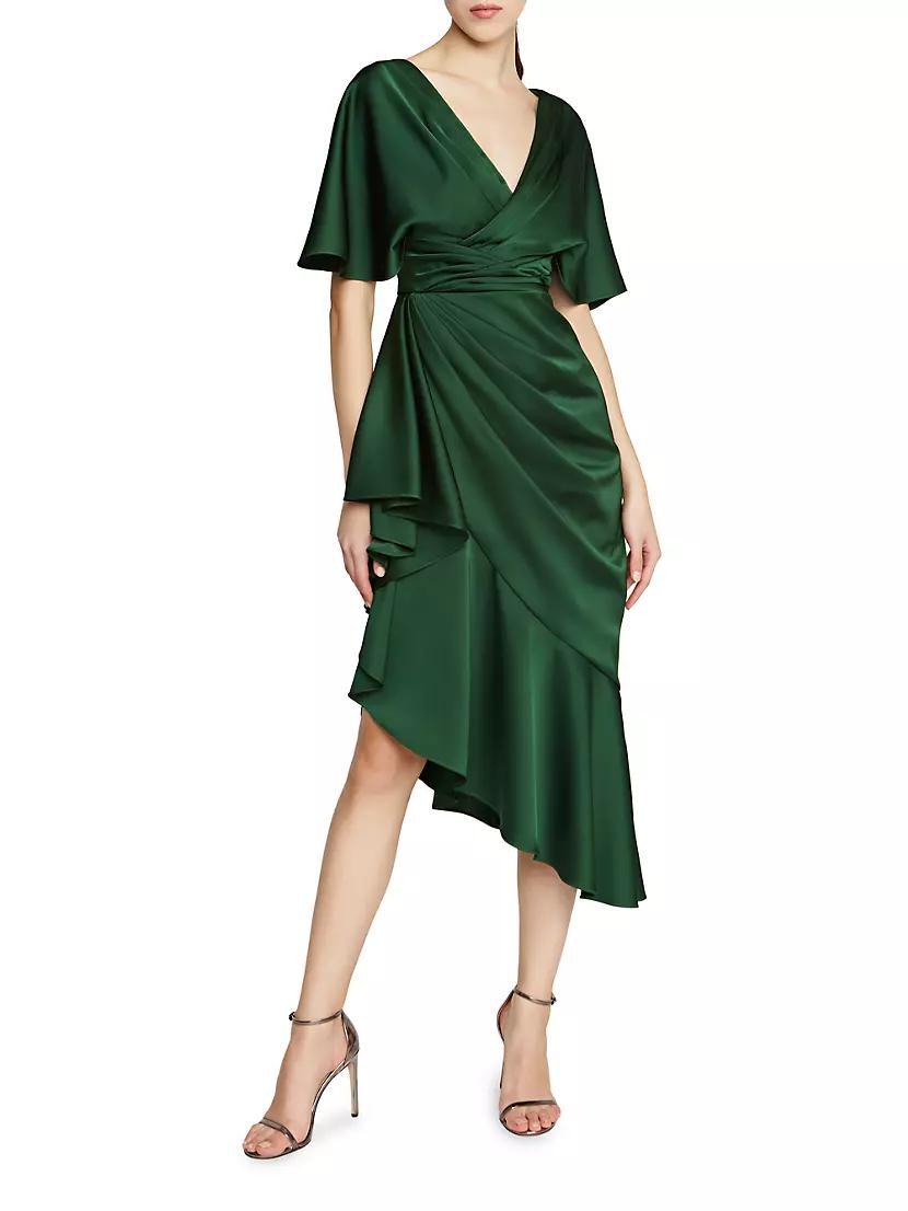 Womens Gwen Satin Gathered Midi-Dress Product Image