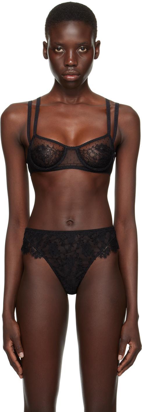 Black Floral Bra In N0000 Nero Product Image