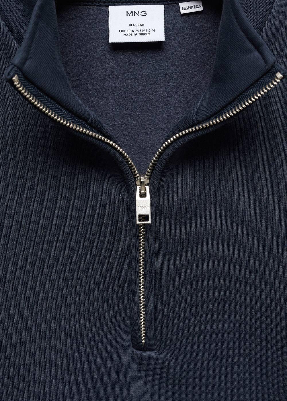 MANGO MAN - Cotton sweatshirt with zipper neck navyMen Product Image