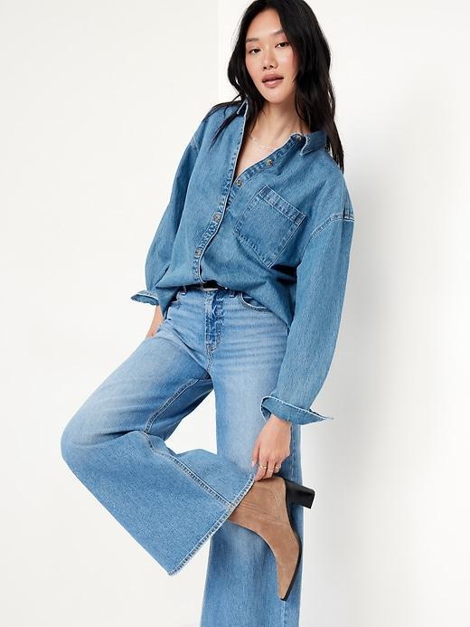 Boyfriend Button-Down Jean Tunic Product Image