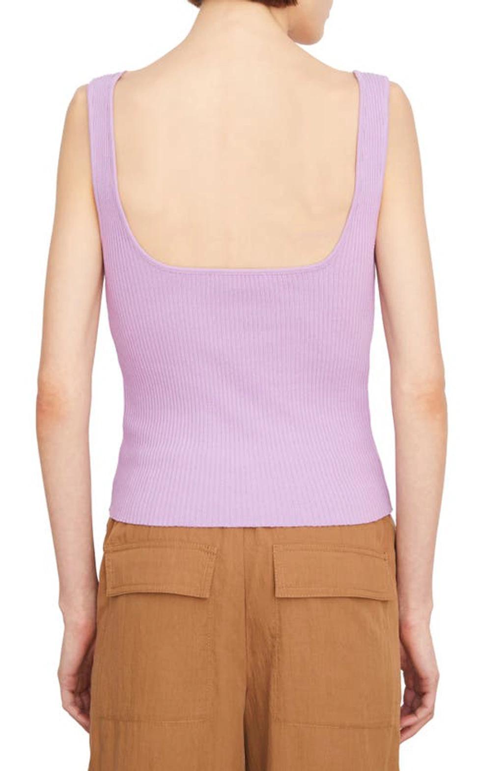 Ribbed Square-neck Tank Top In Purple product image