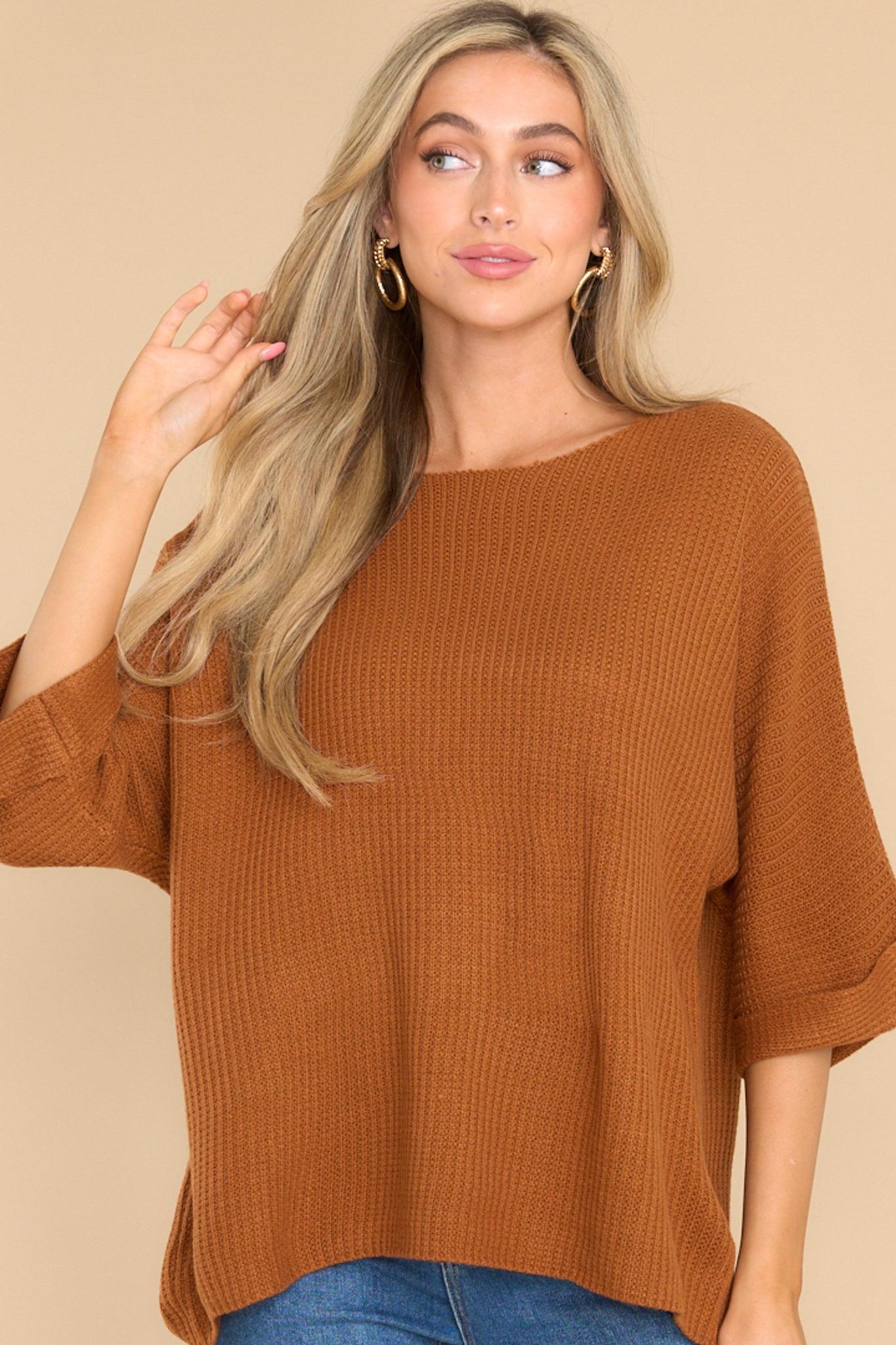 Totally Trendy Rust Orange Sweater Top Product Image