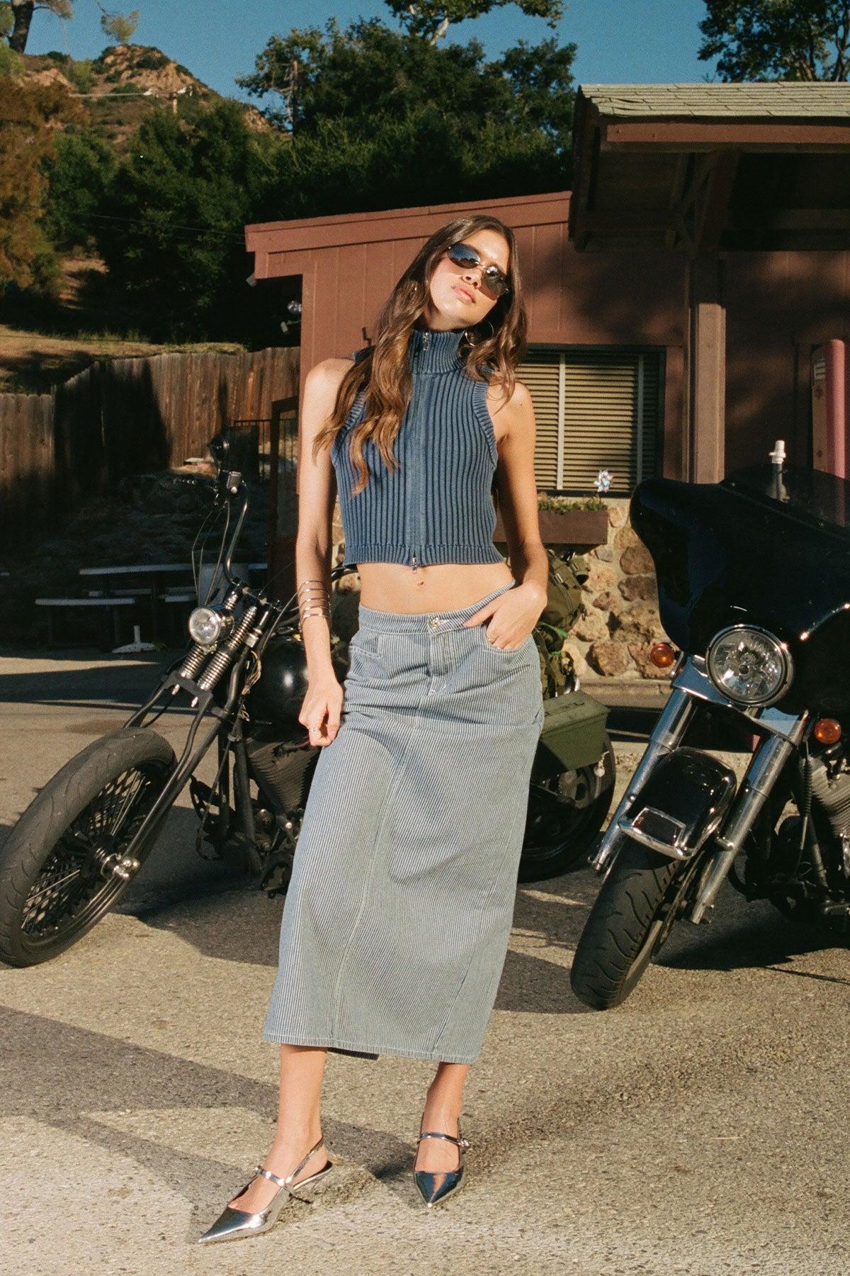 Railroad Denim Maxi Skirt Product Image