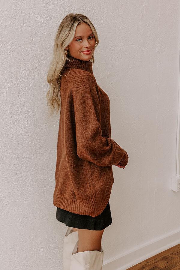 Fireside Cozy Knit Sweater in Chocolate Product Image