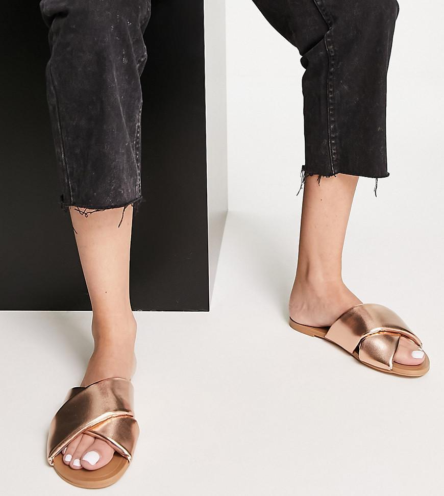 ASOS DESIGN Wide Fit Flock padded flat sandals Product Image