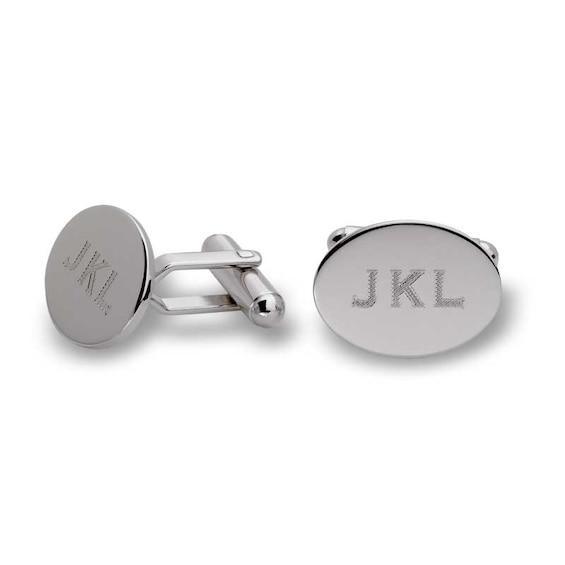 Men's Oval Cuff Links in Sterling Silver (1-4 Initials) Product Image