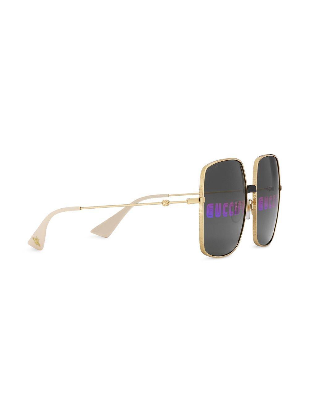 Rectangular-frame Sunglasses In Brown Product Image