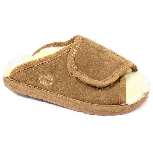 LAMO Womens Suede Peep-Toe Wrap Slippers Brown Product Image