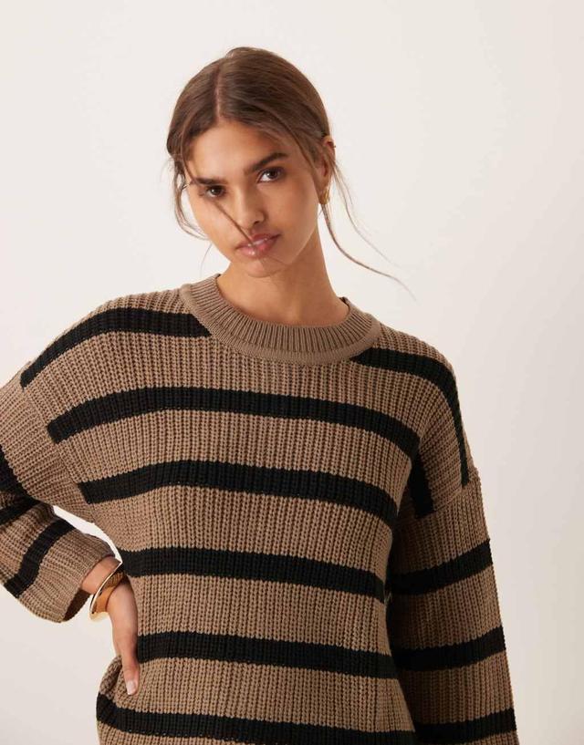 JDY stripe sweater in black and brown Product Image