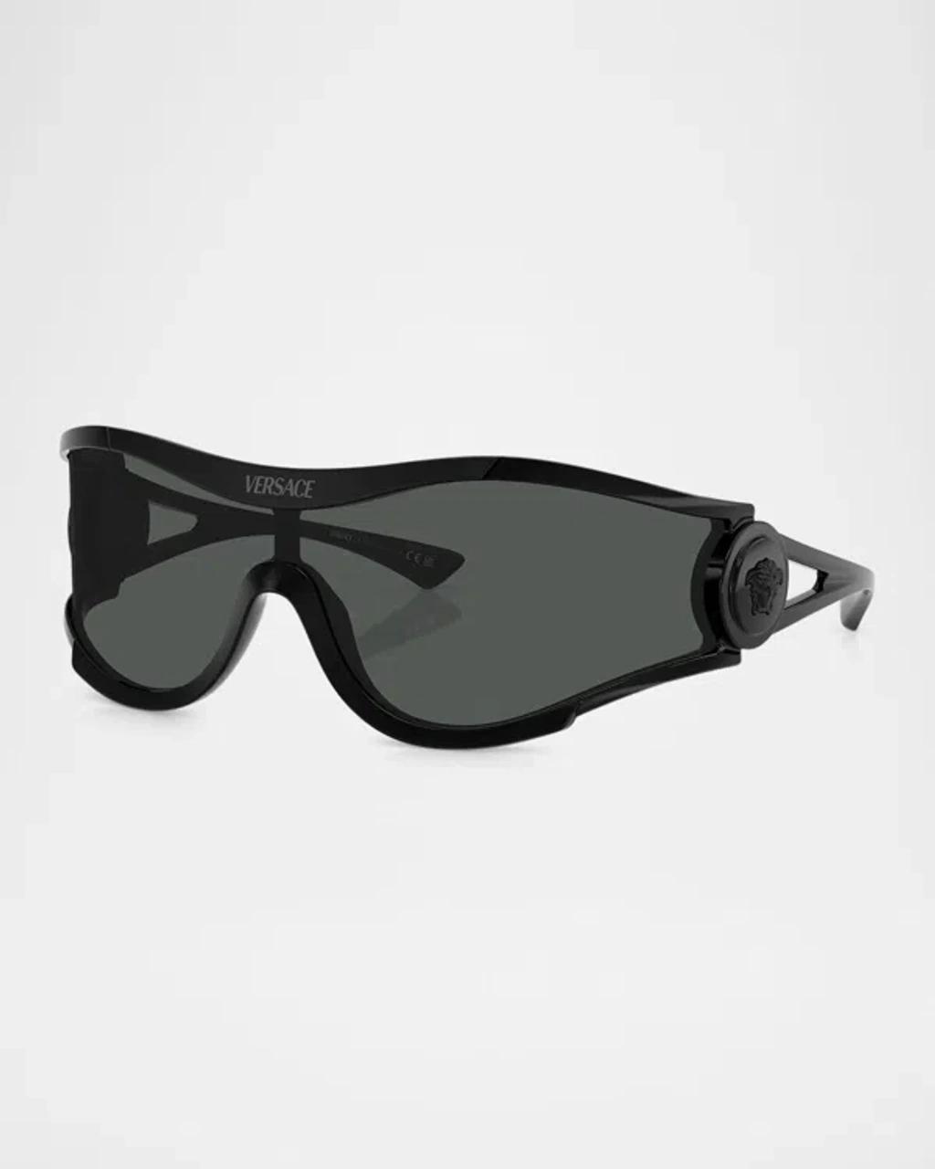 VERSACE Medusa Medallion Shield Sunglasses In Black Product Image