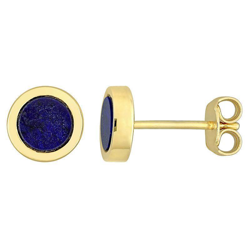 Stella Grace Mens 18k Gold Over Silver Lapis Lazuli Circle Stud Earrings, 18k Gold Plated Product Image