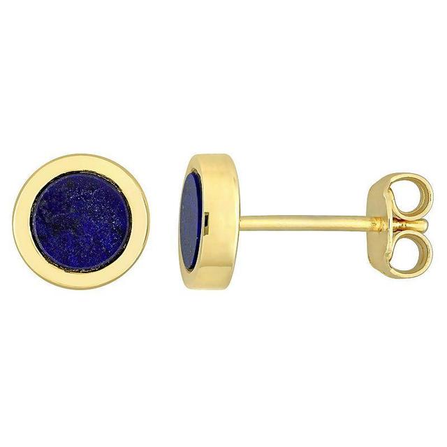 Stella Grace Mens 18k Gold Over Silver Lapis Lazuli Circle Stud Earrings, Blue Product Image