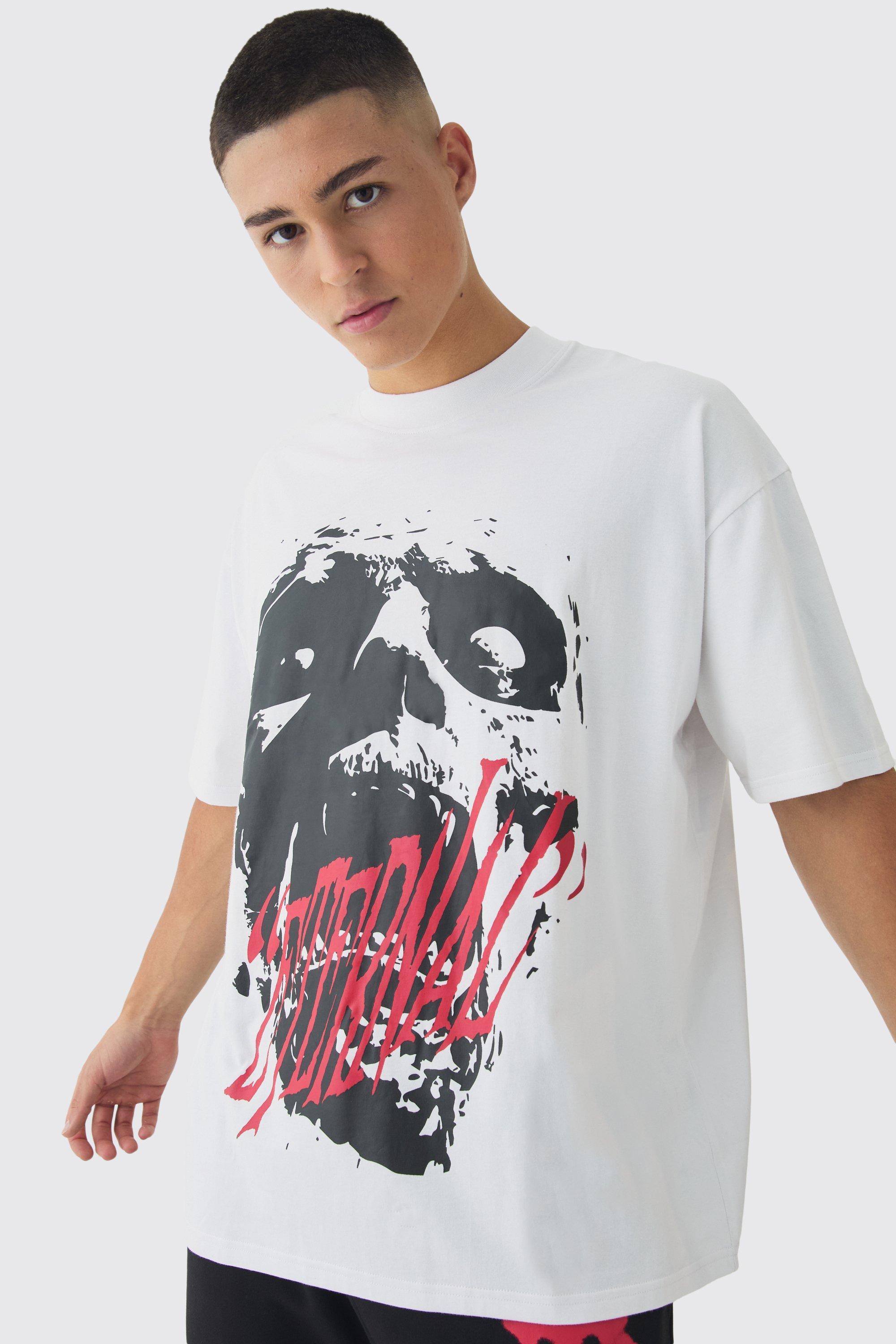 Oversized Extended Neck Eternal Print T-Shirt | boohooMAN USA Product Image