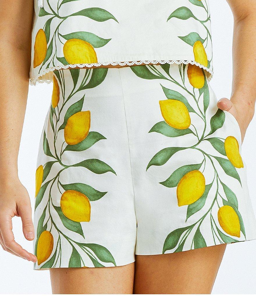 Mestiza New York Ragu Cotton Poplin Lemon Print Flat Front Coordinating Short Product Image