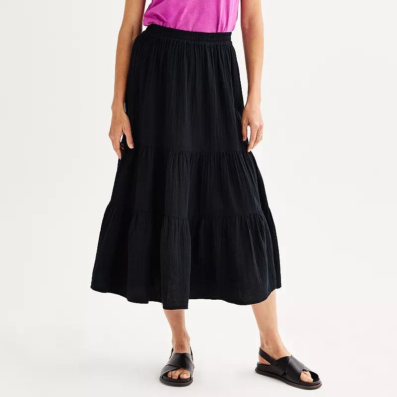 Womens Sonoma Goods For Life Tiered Long Midi Skirt Product Image