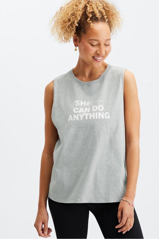 Fabletics She Can Do Anything Tee Womens Medium Heather Grey plus Size 1X Product Image