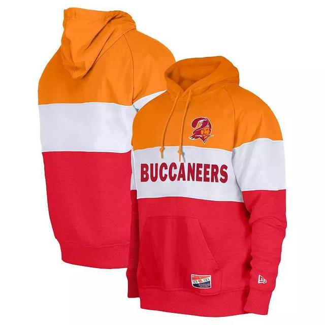 Mens New Era /Red Tampa Bay Buccaneers Throwback Colorblocked Pullover Hoodie Product Image