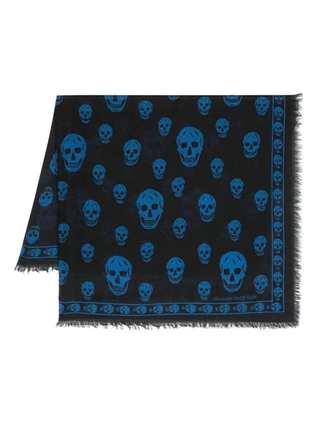 Biker Skull Silk Blend Scarf In Black Product Image