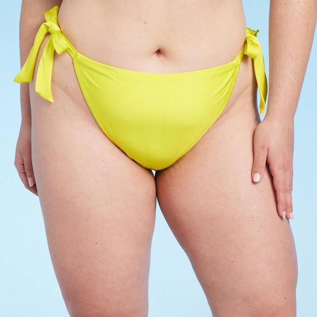 Womens High Leg Side-Tie Cheeky Bikini Bottom - Shade & Shore Lime Shine 3X Product Image