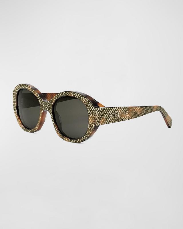 Embellished Brown Acetate Round Sunglasses Product Image