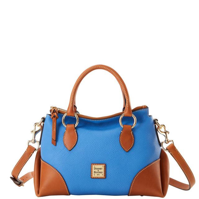 Dooney & Bourke Womens Pebble with Florentine Trim Leather Satchel 30 Bag in Azure Product Image