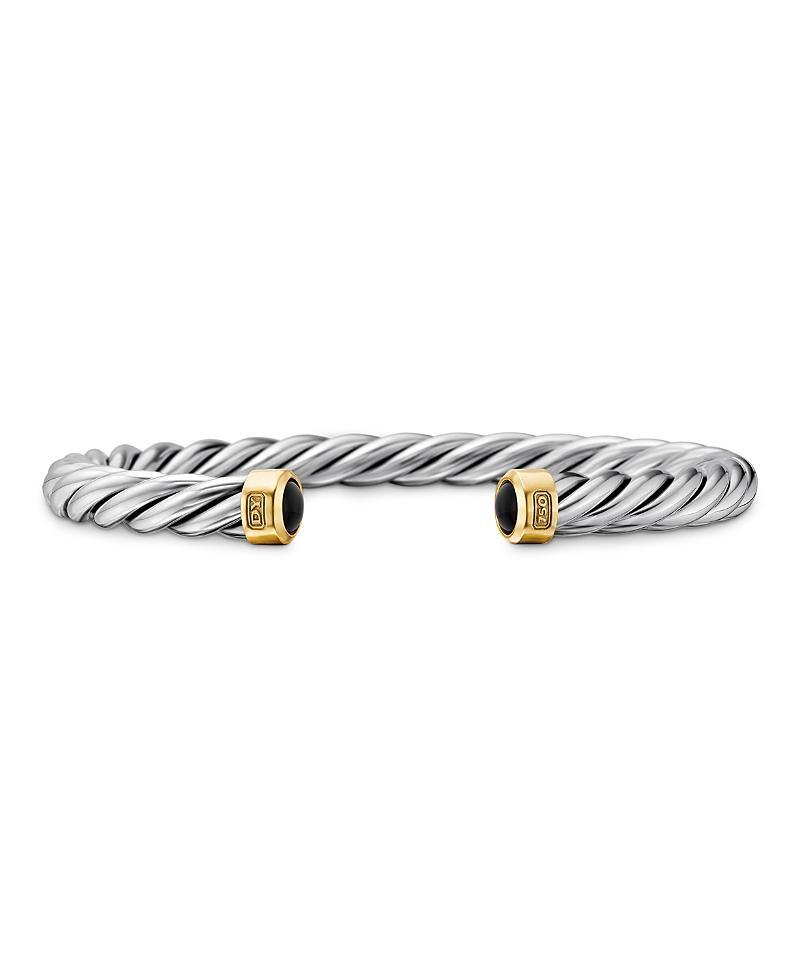 David Yurman Mens Cable Cuff Bracelet in Sterling Silver & 18K Yellow Gold with Black Onyx Product Image