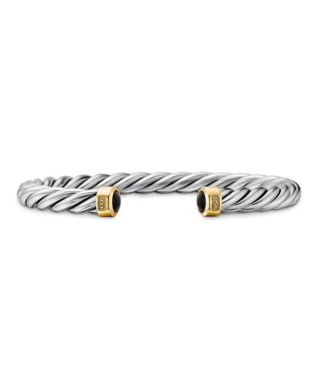 Mens Cable Cuff Bracelet with 18K Yellow Gold Product Image