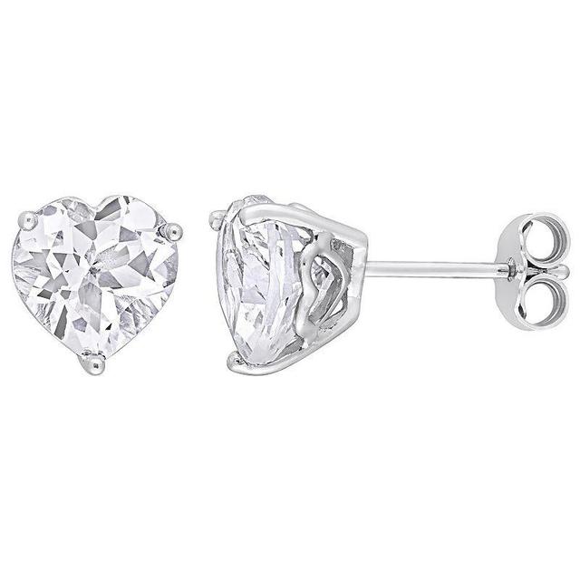 Stella Grace Sterling Silver & Gemstone Heart Stud Earrings, Womens, White Product Image