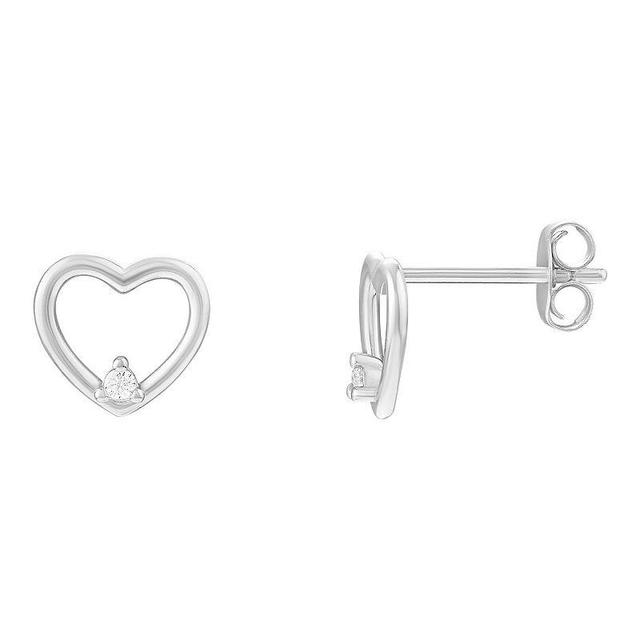 PRIMROSE 18k Gold Over Silver Cubic Zirconia Open Heart Stud Earrings, Womens, Sterling Silver Product Image