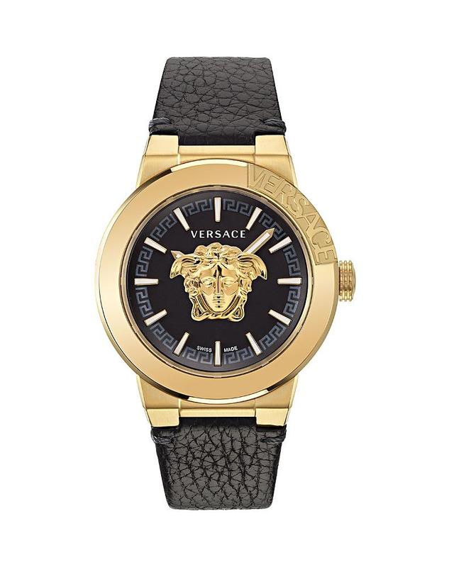 Mens Medusa Infinite IP Yellow Gold & Leather Watch/45MM Product Image