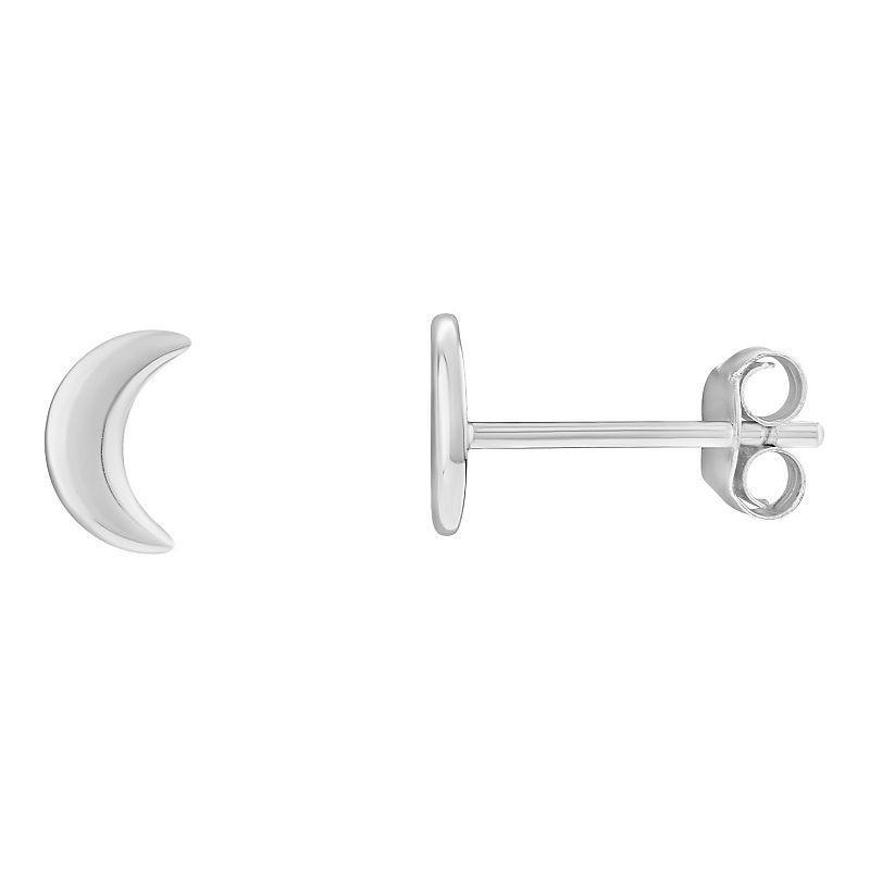 PRIMROSE Sterling Silver Polished Moon Stud Earrings, Womens Product Image