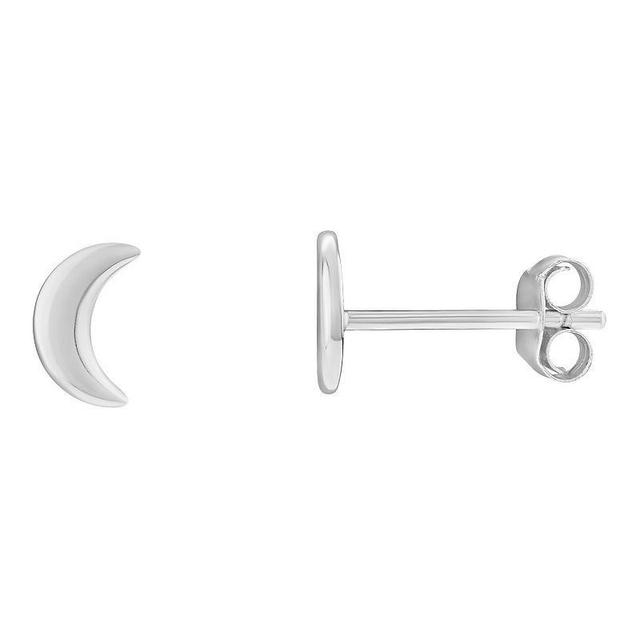 PRIMROSE Sterling Silver Polished Moon Stud Earrings, Womens Product Image