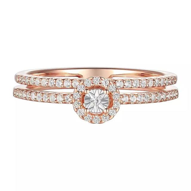 14k Rose Gold Over Silver 1/4 Carat T.W. Diamond Ring, Womens Pink Tone Product Image