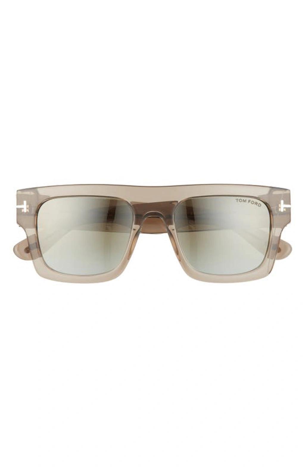 TOM FORD Fausto 53mm Geometric Sunglasses In Shiny Transparent Product Image