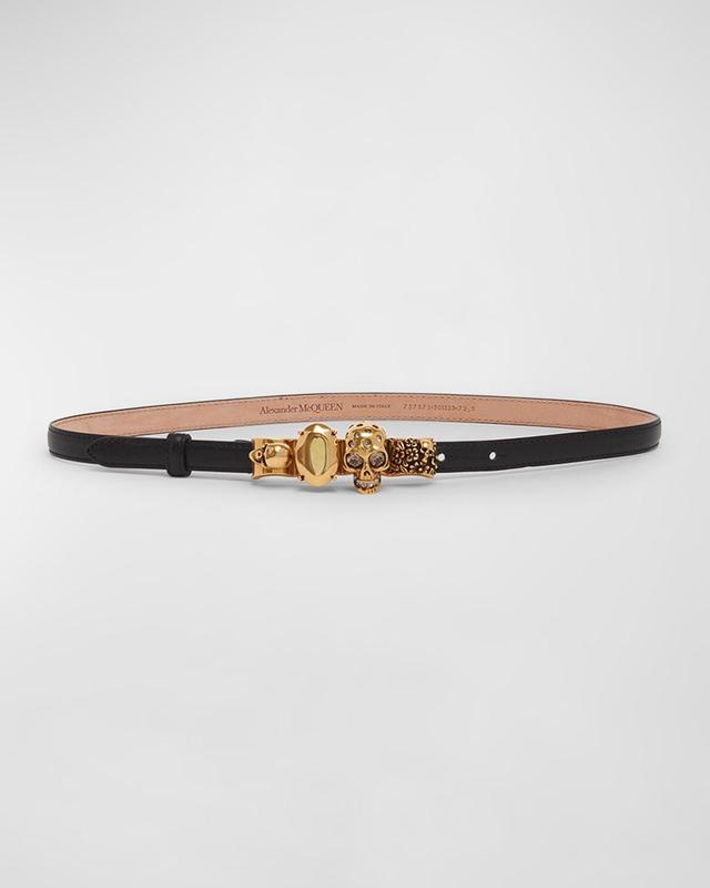 The Knuckle Black Leather Skinny Belt Product Image