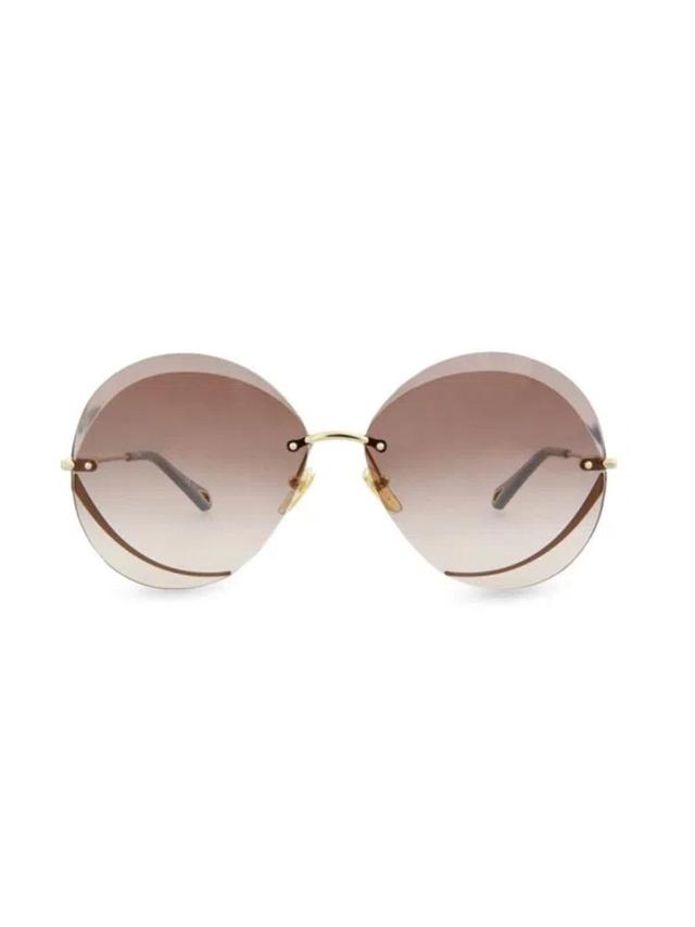 Women's 64mm Oval Sunglasses In Gold Product Image