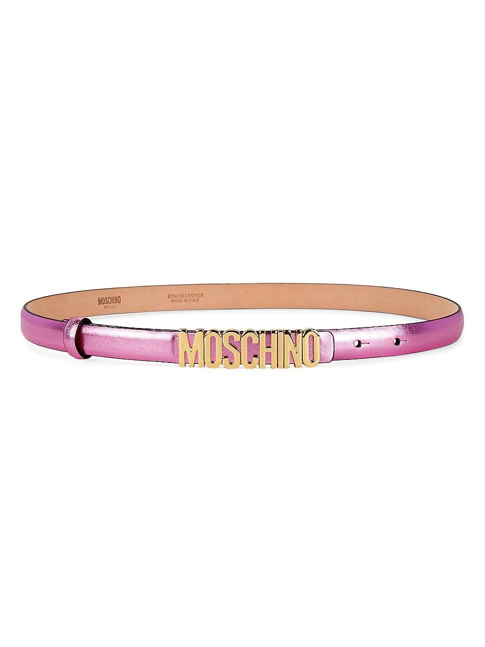 Womens Metallic Logo Leather Belt Product Image