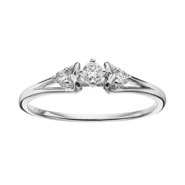 Gemminded Sterling Silver 1/6 Carat T.W. Diamond 3-Stone Promise Ring, Womens White Product Image