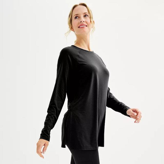 Petite Tek Gear Long Sleeve Tunic Tee, Womens Pink Grigio Product Image