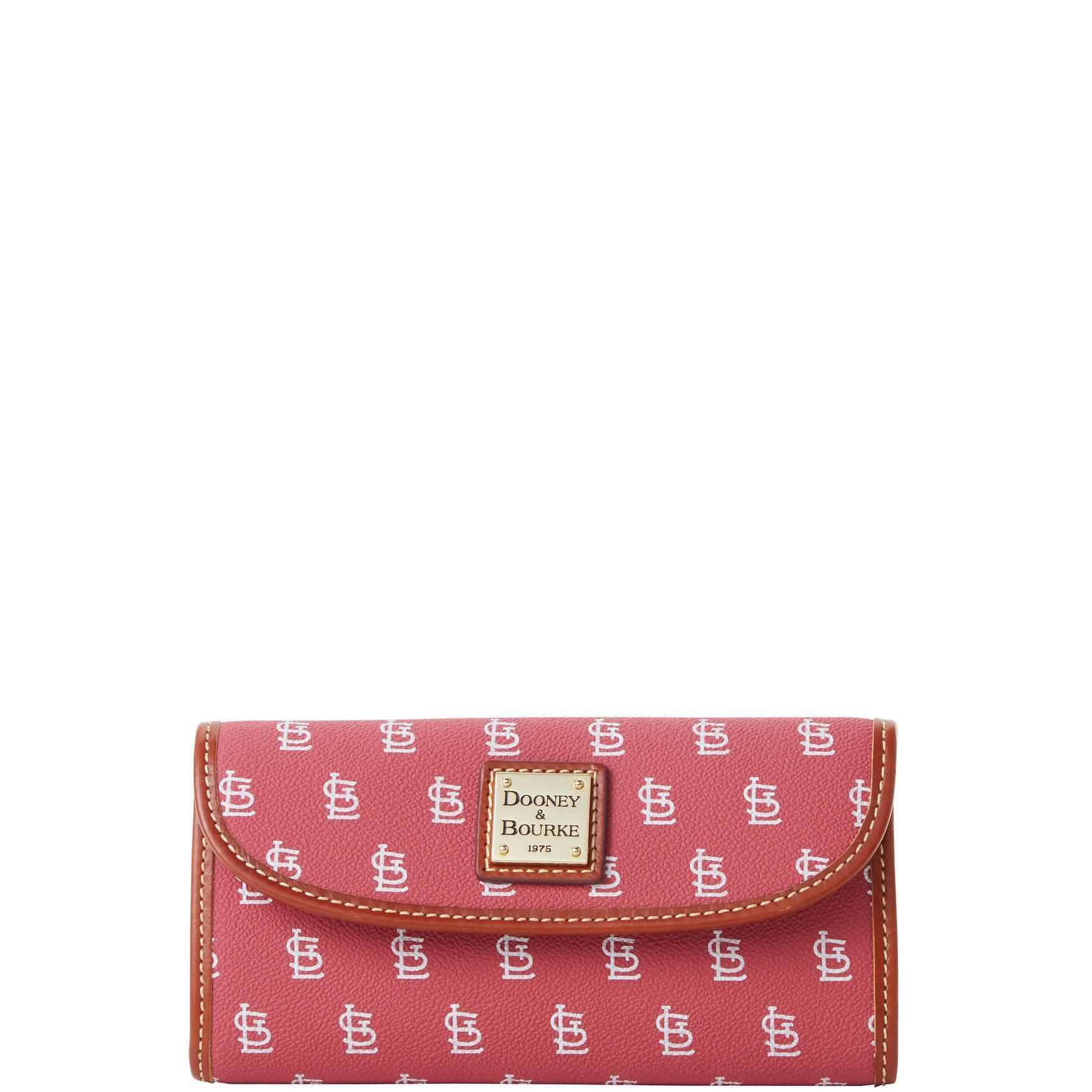 Dooney & Bourke Womens MLB Cardinals Continental Coated Cotton Clutch in Red Product Image