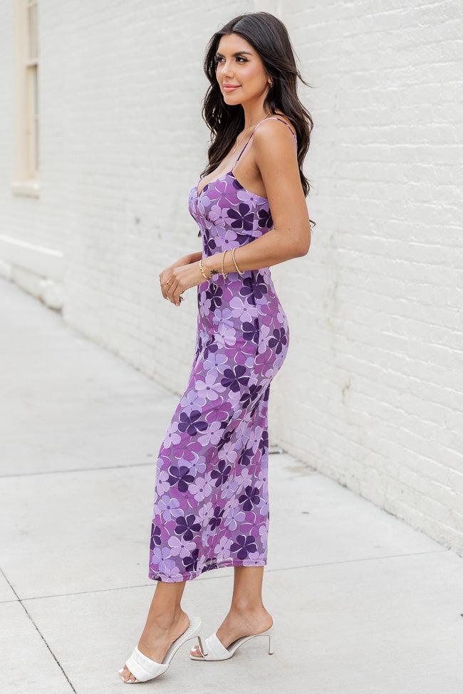 Looking Good Purple Floral Tank Strap Midi Dress FINAL SALE Product Image