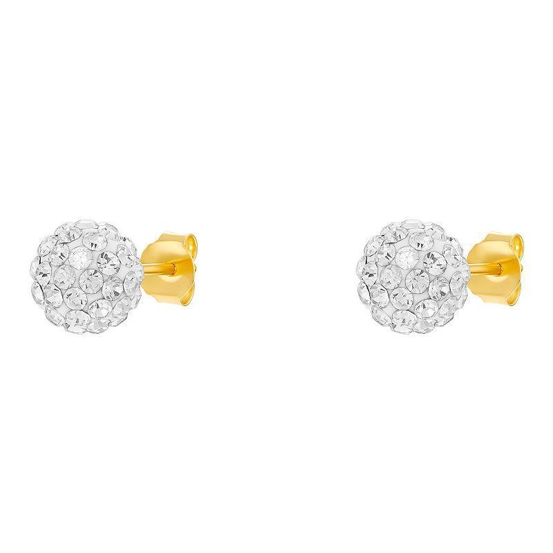 PRIMROSE Sterling Silver Crystal Ball Stud Earrings, Womens, Gold Over Sterling Product Image