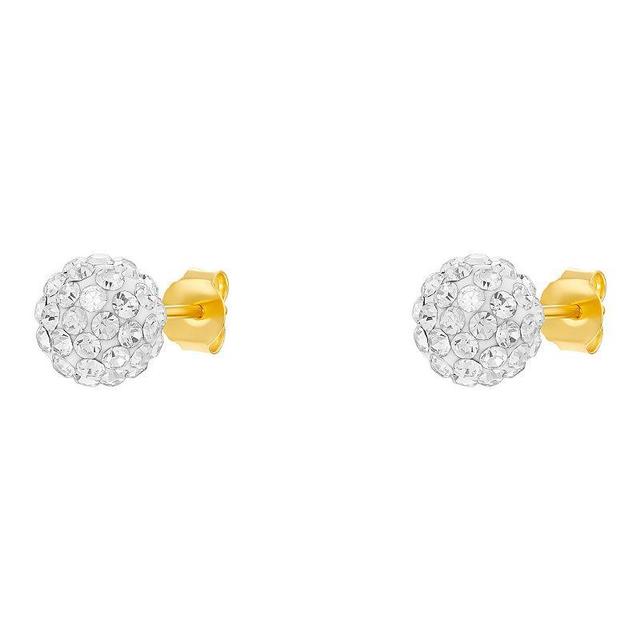 PRIMROSE Sterling Silver Crystal Ball Stud Earrings, Womens, Gold Over Sterling Product Image