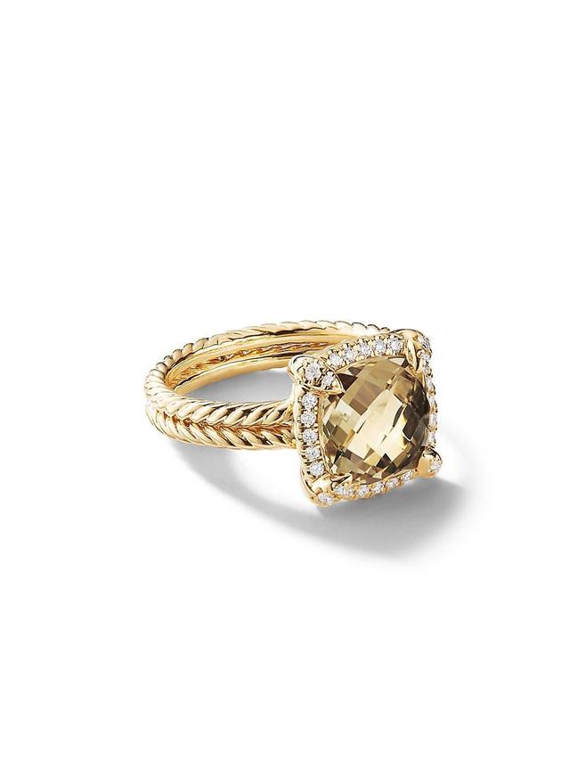 Womens Chatelaine Pav Bezel Ring in 18K Yellow Gold Product Image